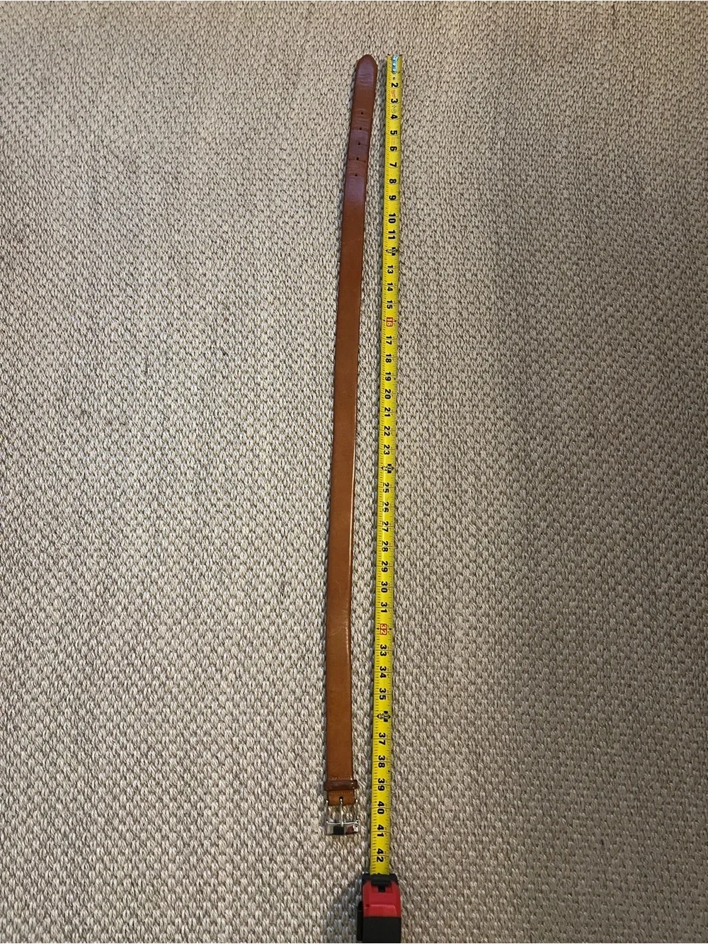 Vintage Ralph Lauren RL Camel Brown Patina Leather Belt, Silver Buckle, Patina